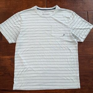 Free Fly T-Shirt Mens Large Gray Striped Front Pocket Performance Bamboo Tee